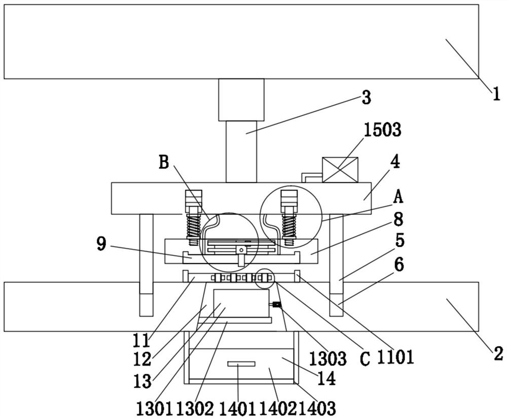 Stamping device for mobile phone shell production