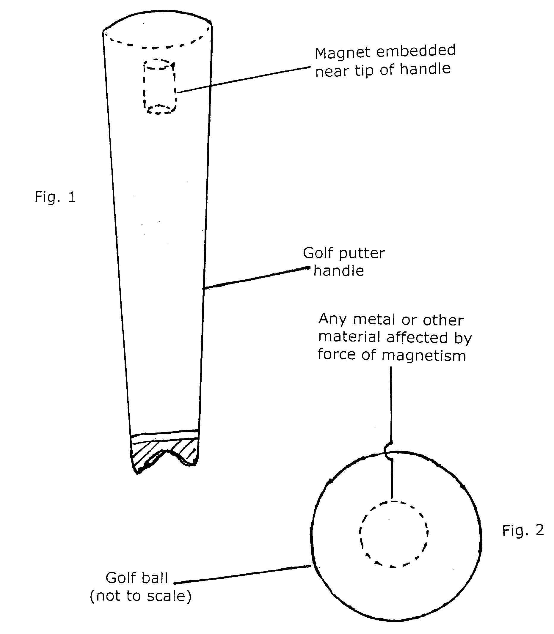 Ball-retrieving golf putter & ball