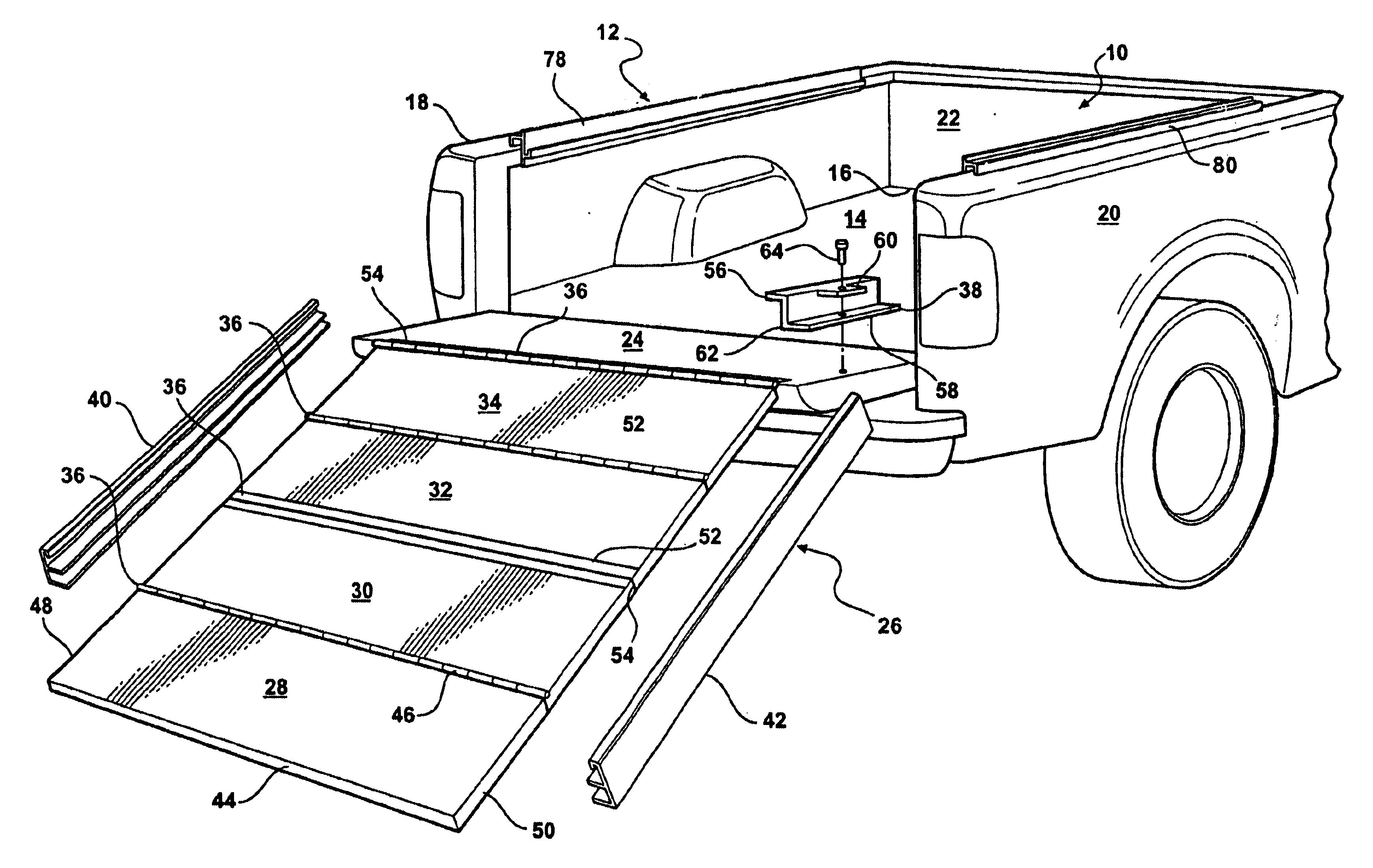 Automotive stowable ramp device