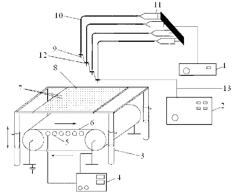 Electrostatic spinning device of continuous nanometer fiber net and method for preparing nanometer fiber net