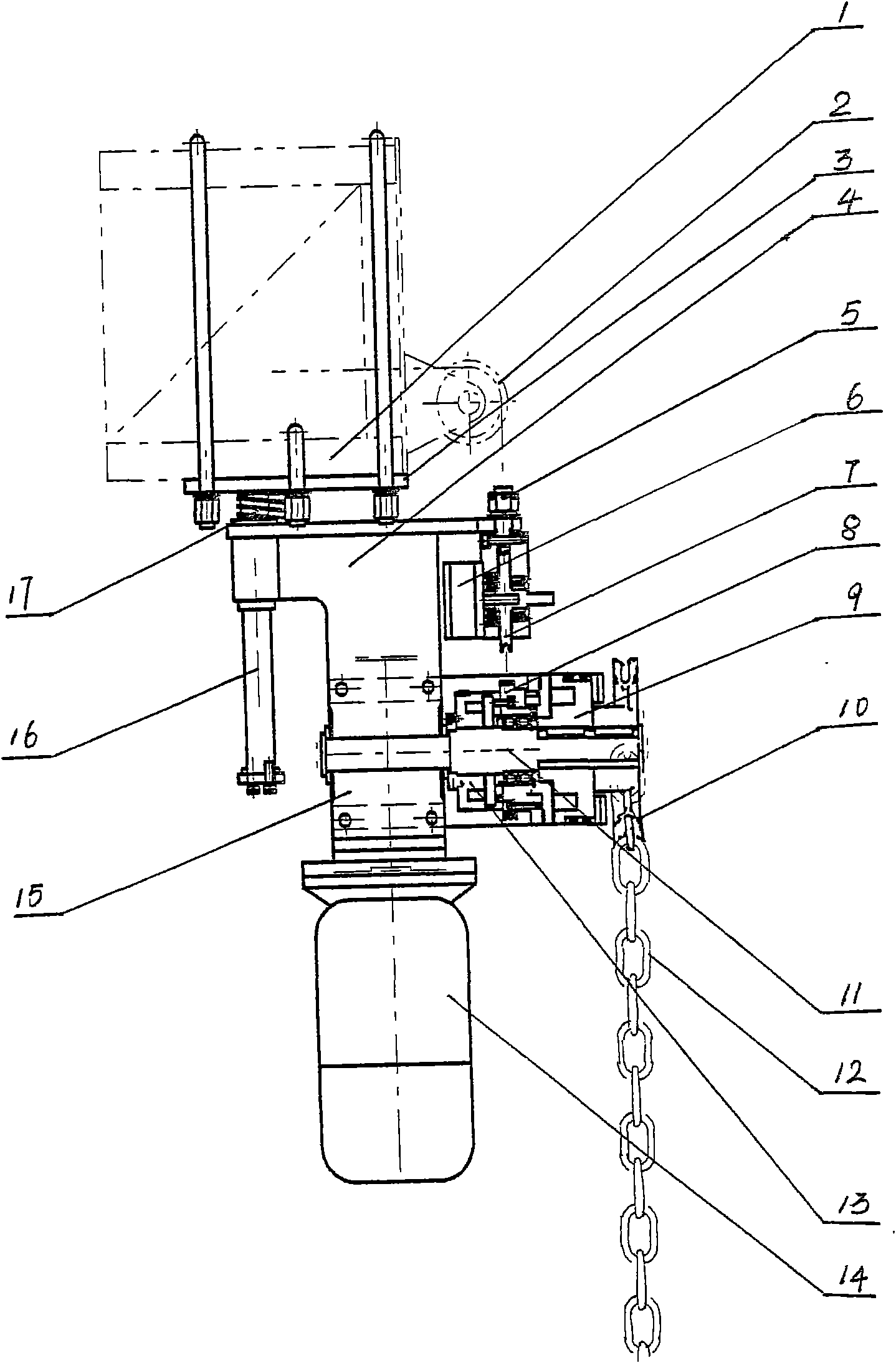 Multifunctional hoisting bisecting stage act curtain towing mechanism