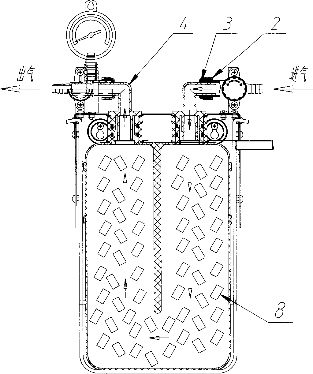 Methane purifier with quickly mutually-changing desulfurized bottle and pressure meter device