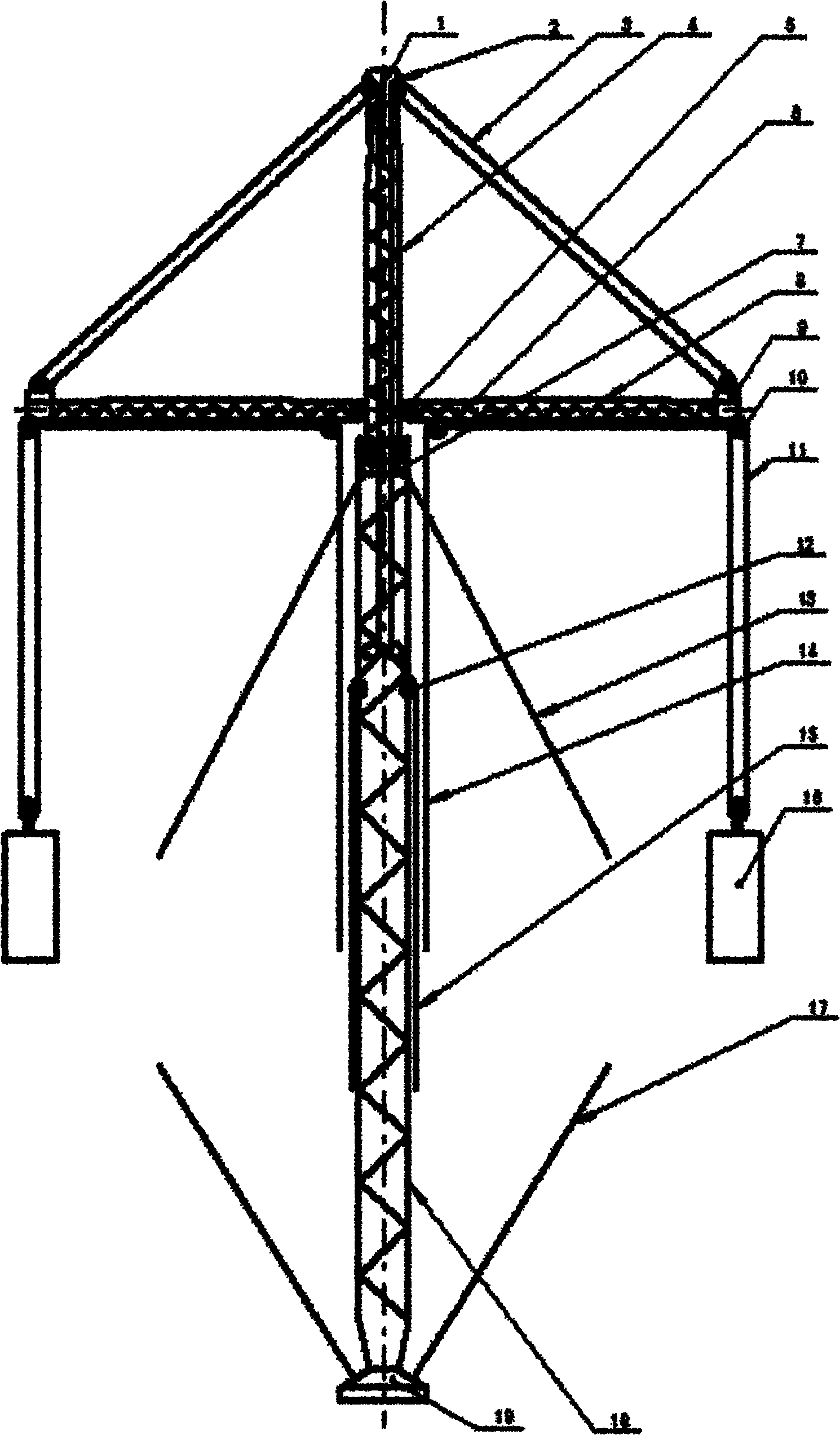 Internal-suspension internal-wire-drawing double-rocker 360-degree rotating pole