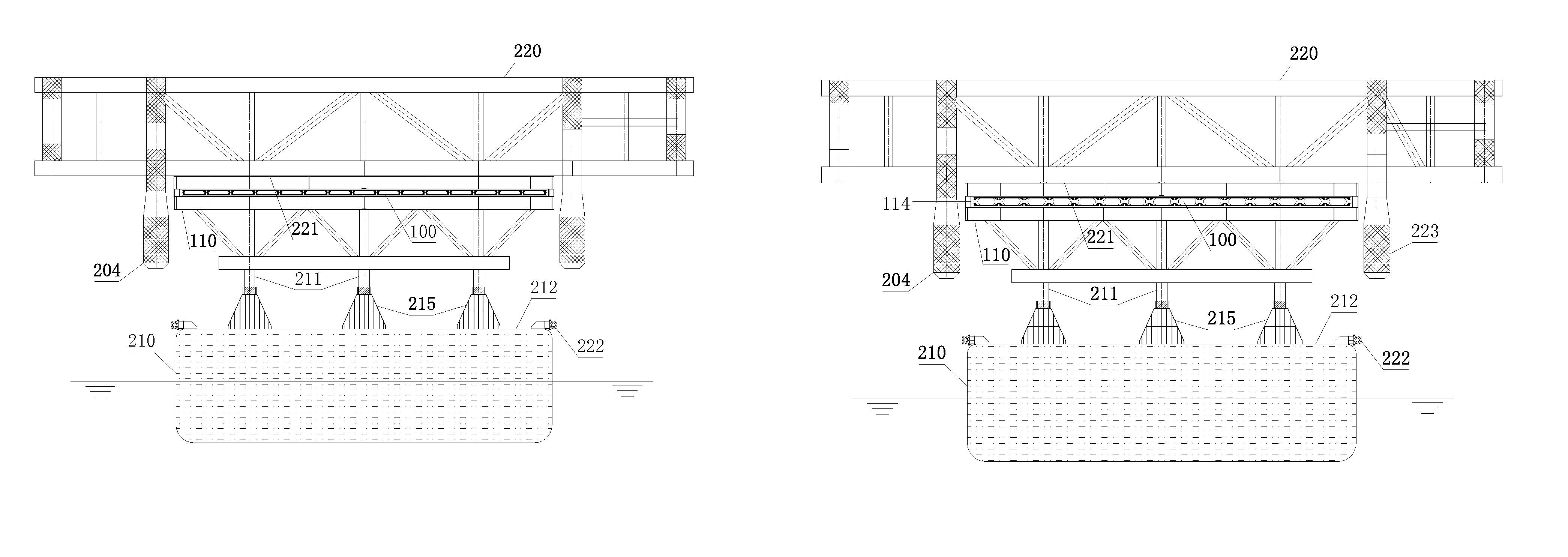 Pneumatic load-transfer system and method for mating an integrated deck with a pre-installed platform substructure