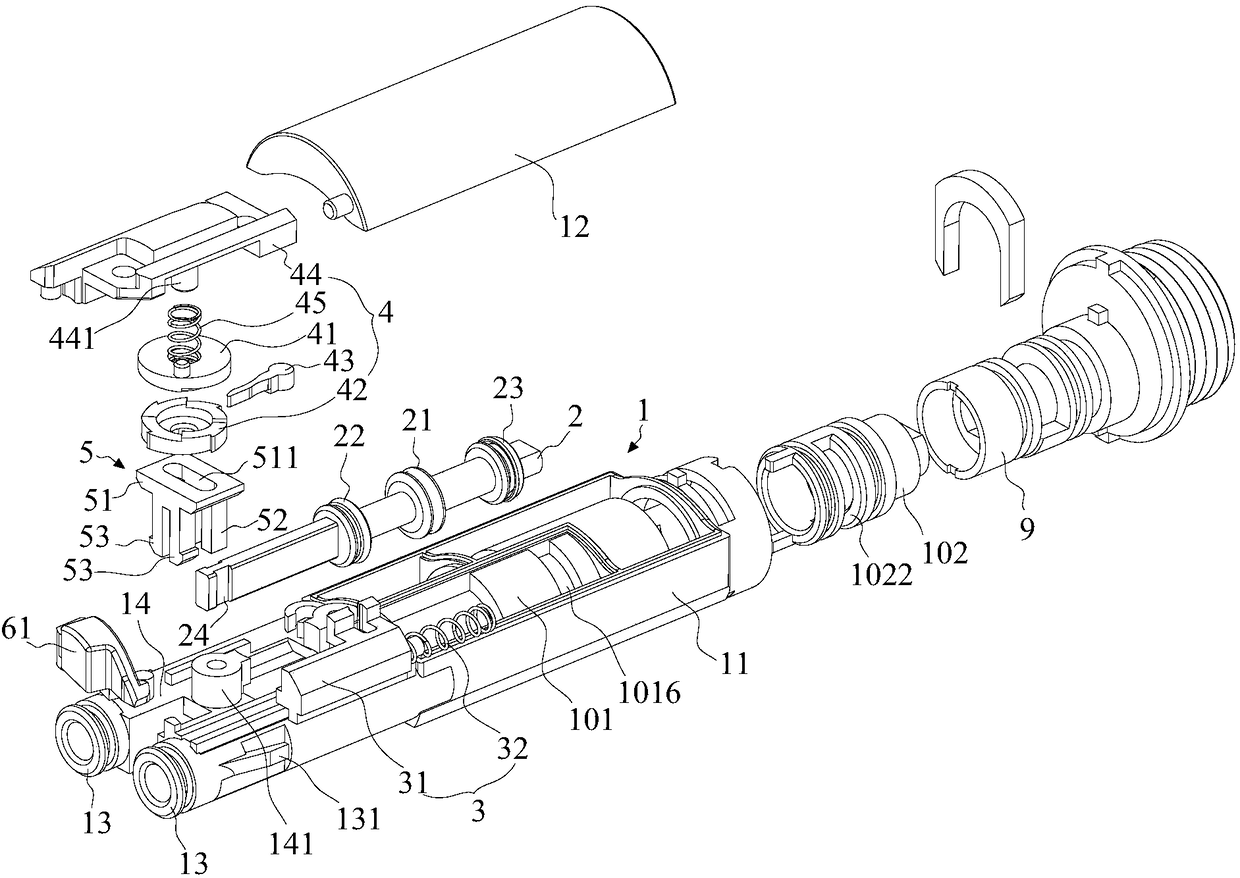 Thin shower and water channel switching device