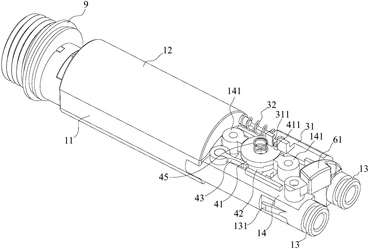 Thin shower and water channel switching device