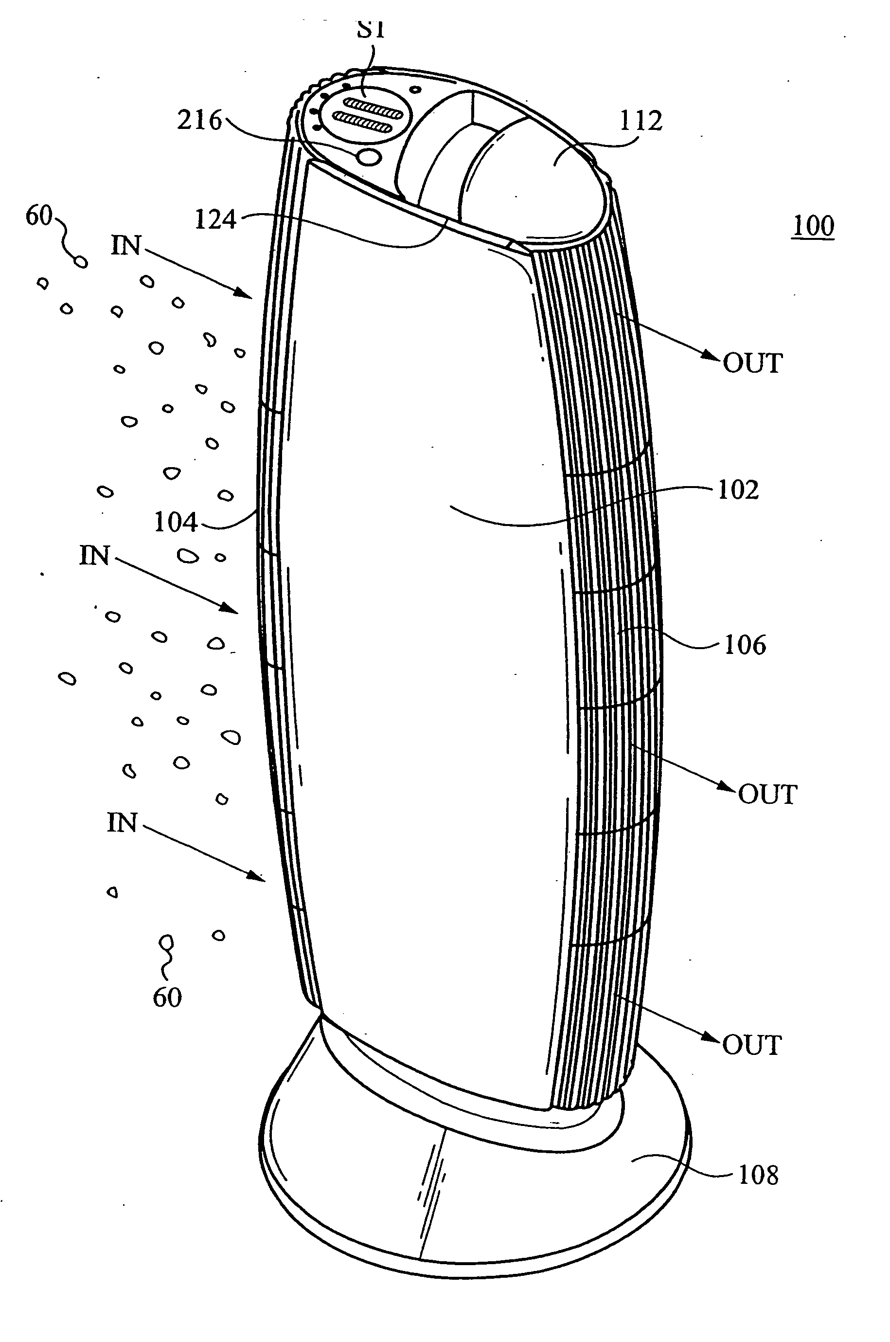 Air conditioner device with variable voltage controlled trailing electrodes