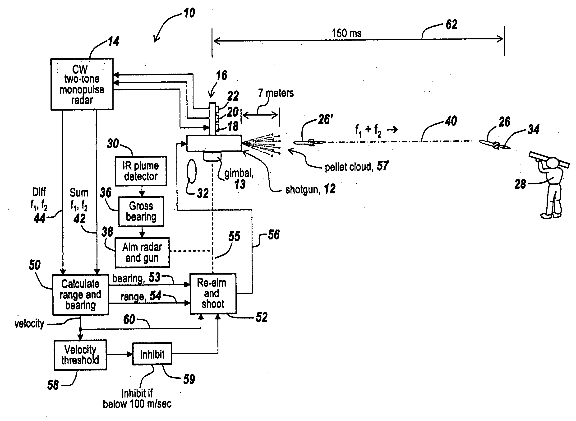 Method and apparatus for improved determination of range and angle of arrival utilizing a two tone CW radar