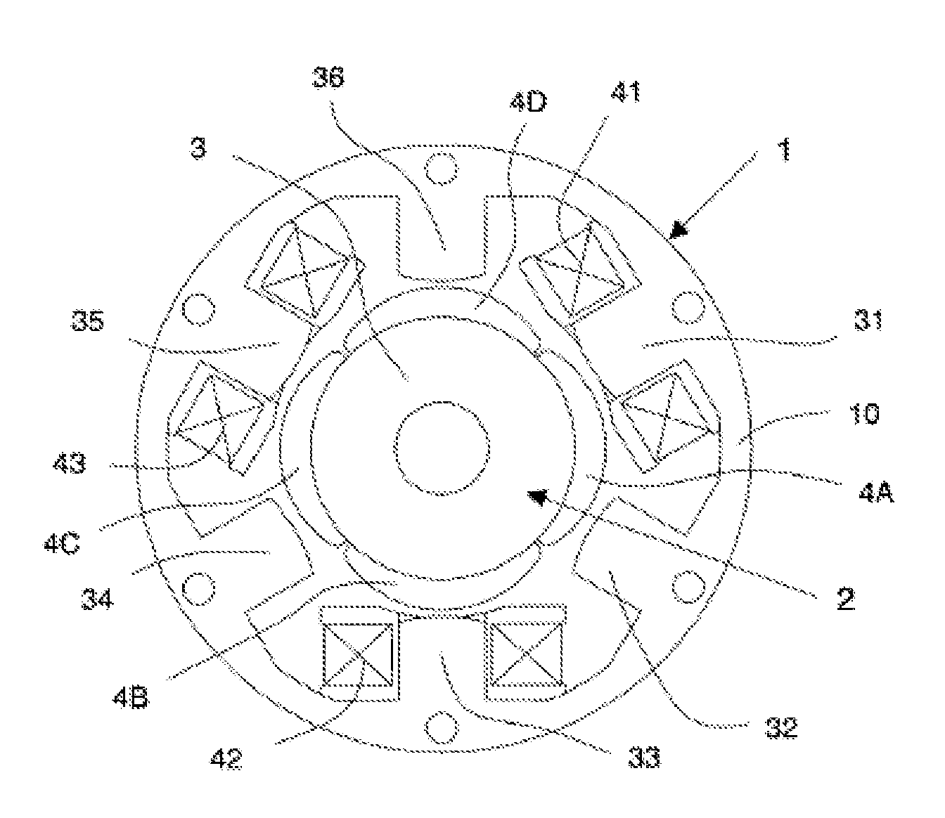 Three-phase electric motor with a low detent torque