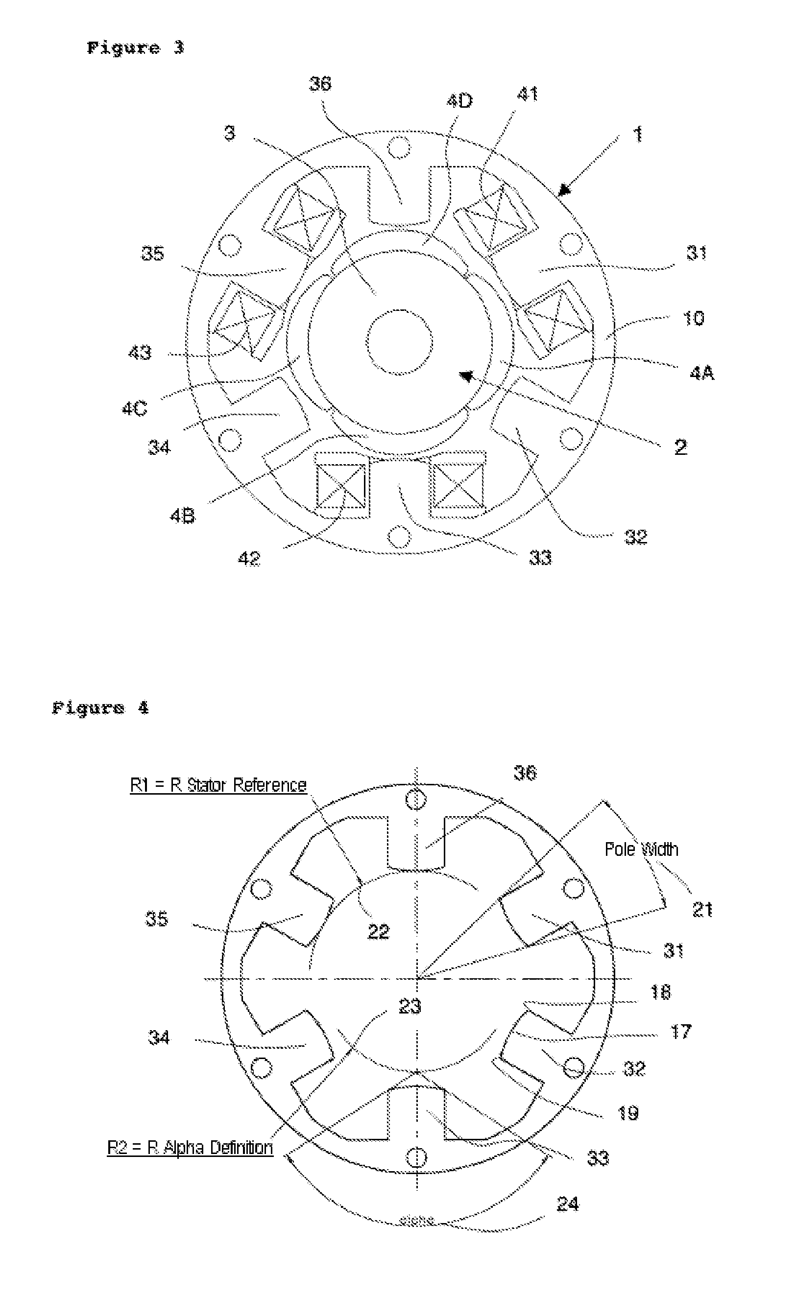 Three-phase electric motor with a low detent torque