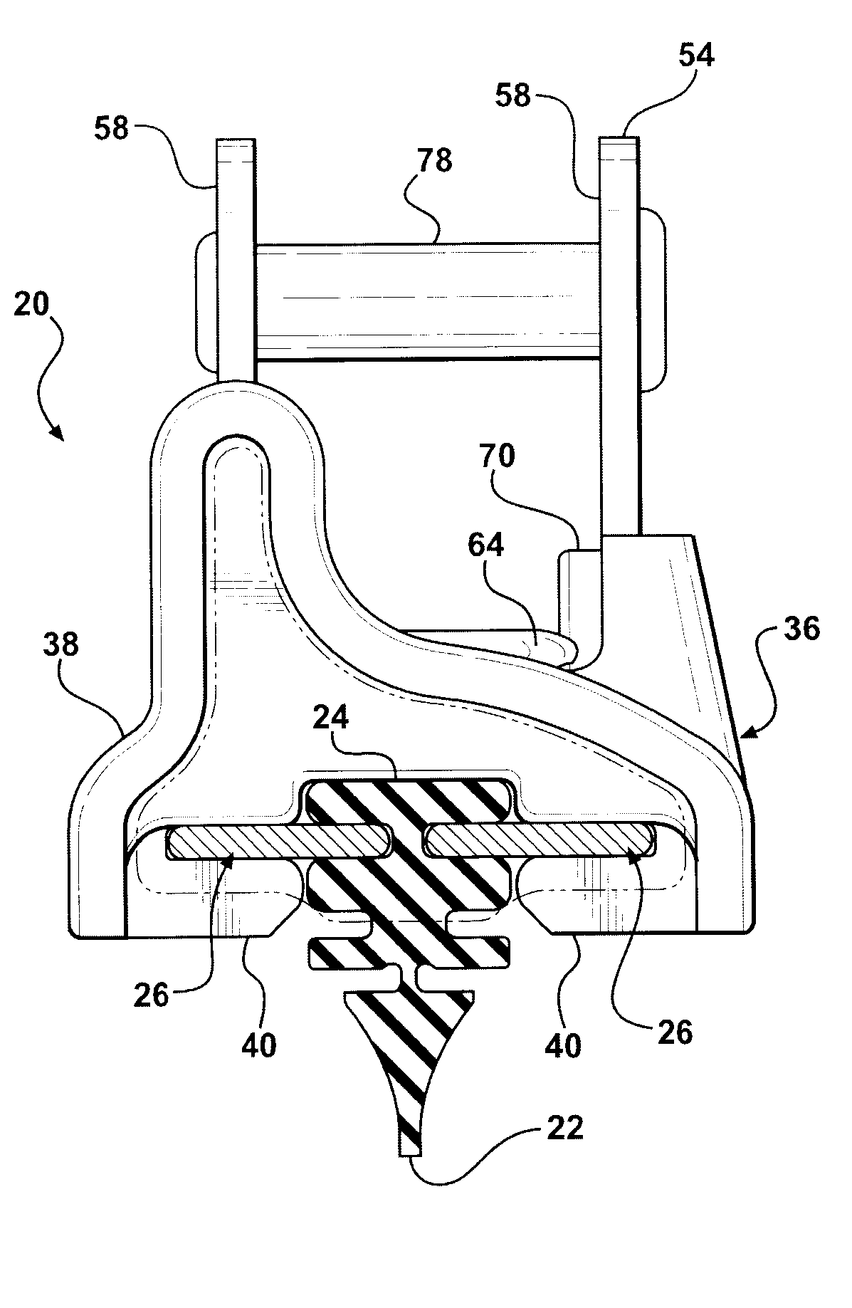 Two-piece connector for flat blade windshield wiper