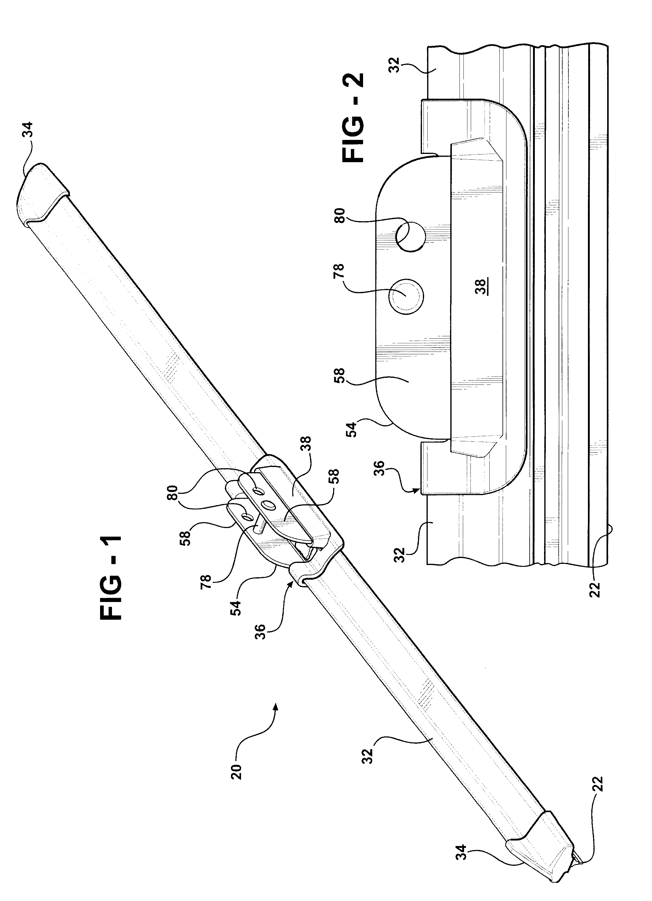 Two-piece connector for flat blade windshield wiper