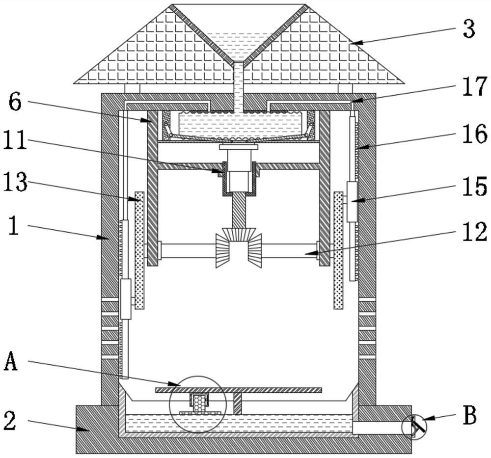 An automatic cleaning device for electric vehicle charging piles using rainwater