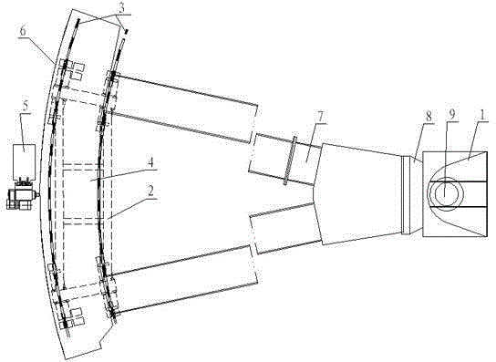 Processing device of lateral arc forming machine for large arc gate panel