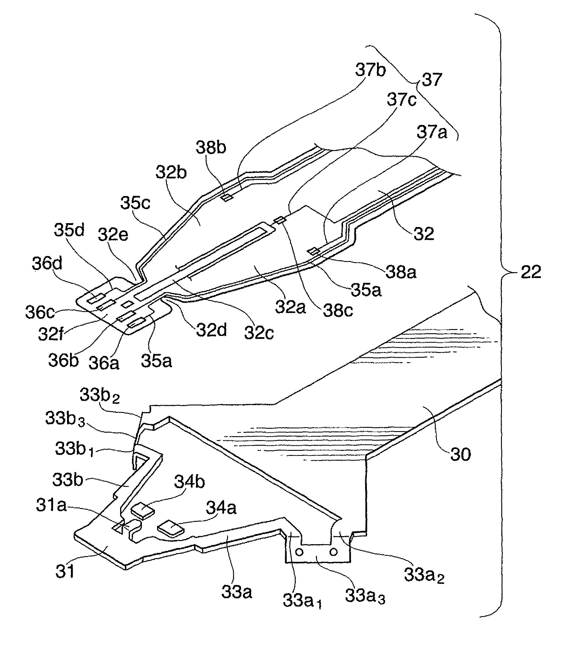 Head assembly, magnetic disk drive apparatus and rotation mechanism