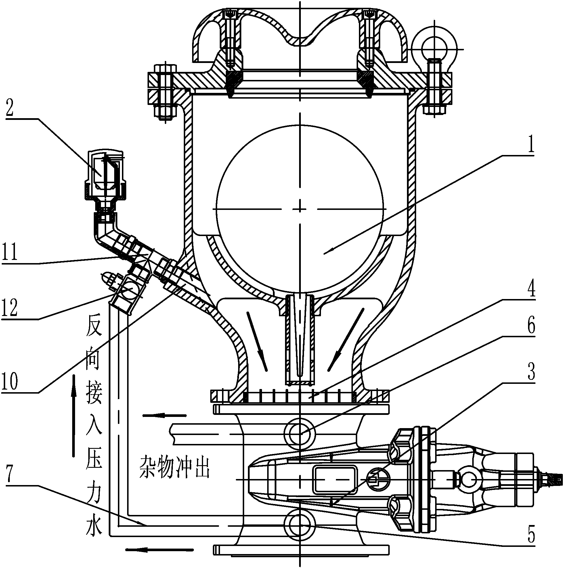 Combined exhaust valve group with filtrating and backwashing functions