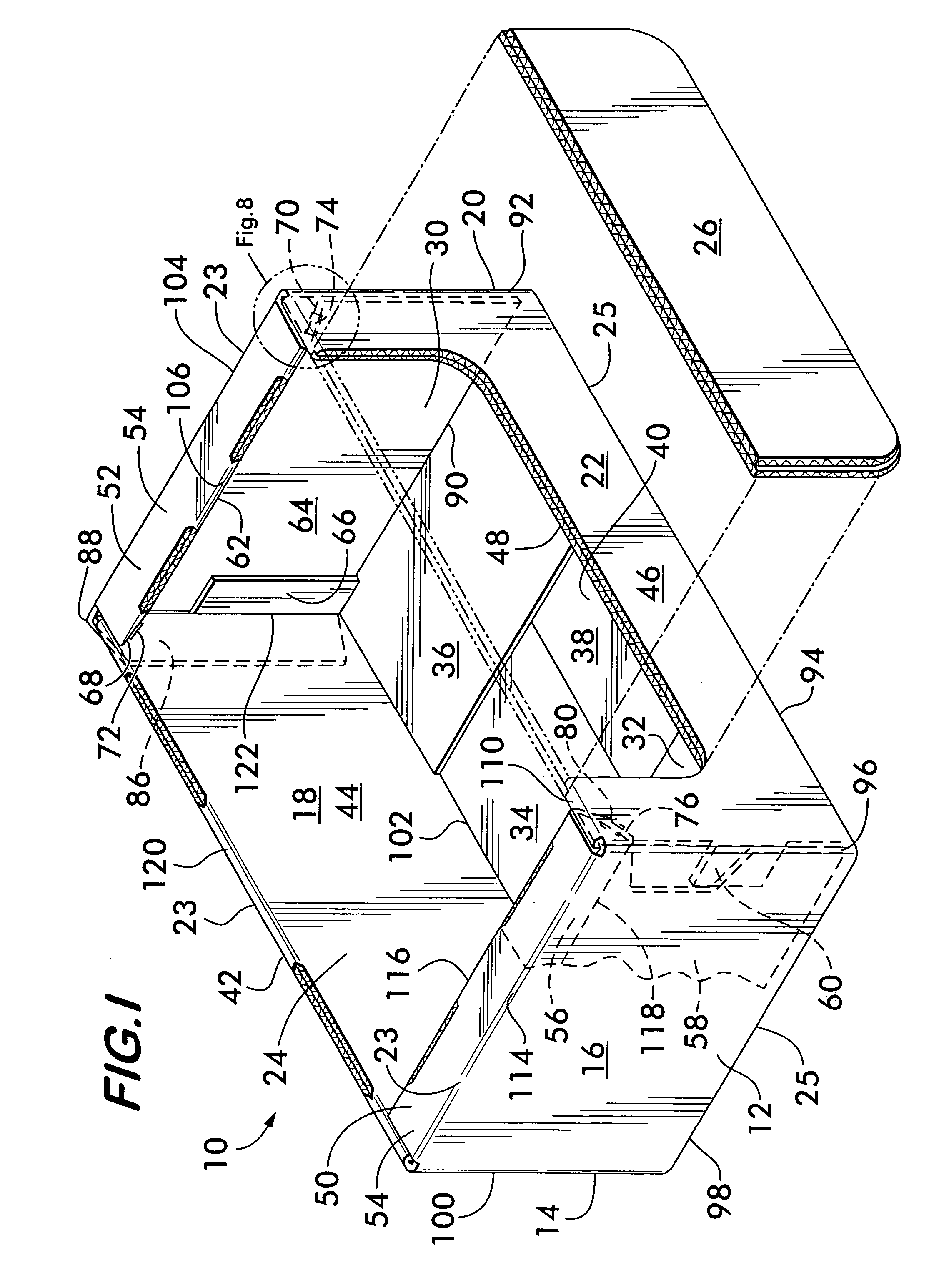 Stackable container with support flanges