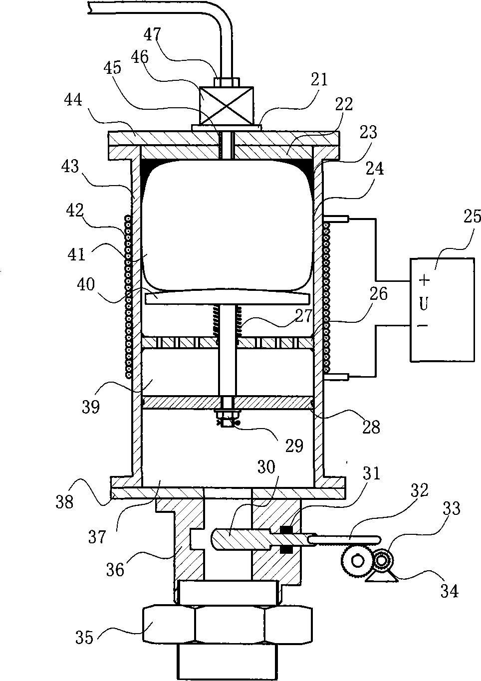 Parameter self-adapting and regulation leather bag type hydraulic accumulator