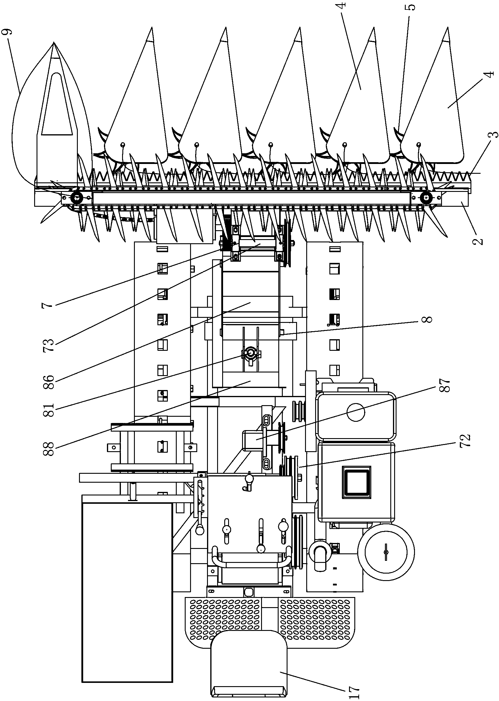 Small crawler-type oilseed rape windrower