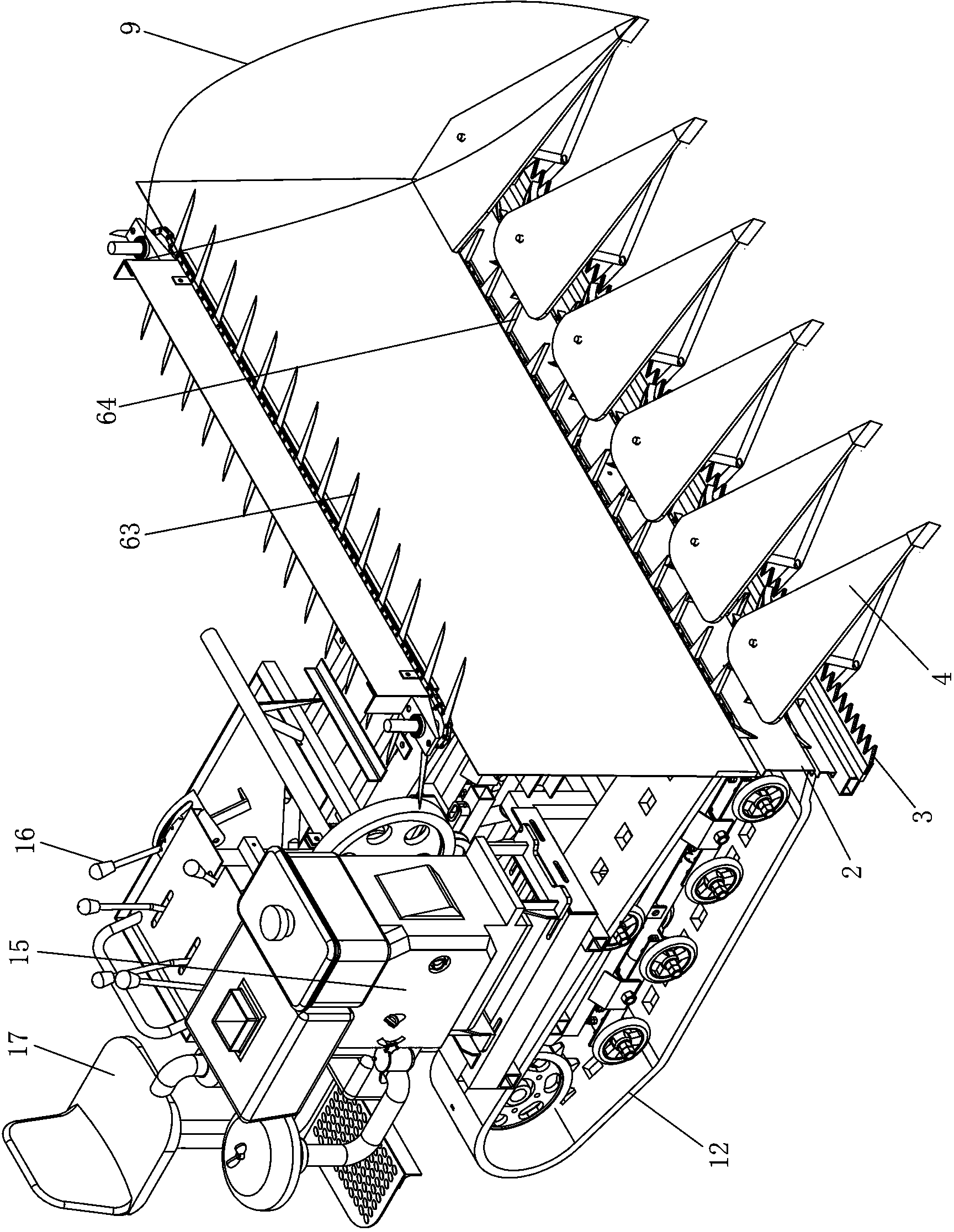 Small crawler-type oilseed rape windrower