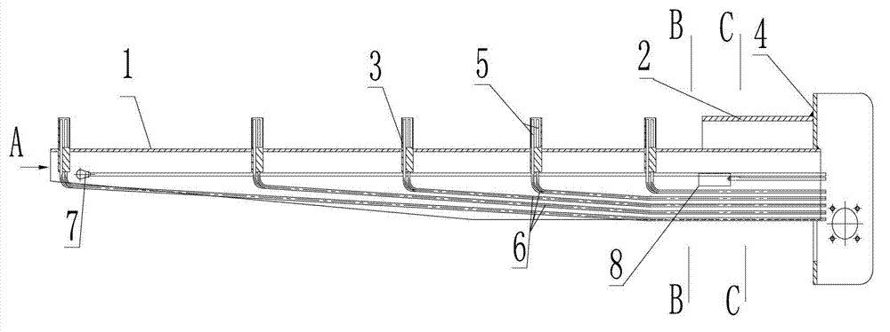 Large-size composite material air inlet passage measuring rake