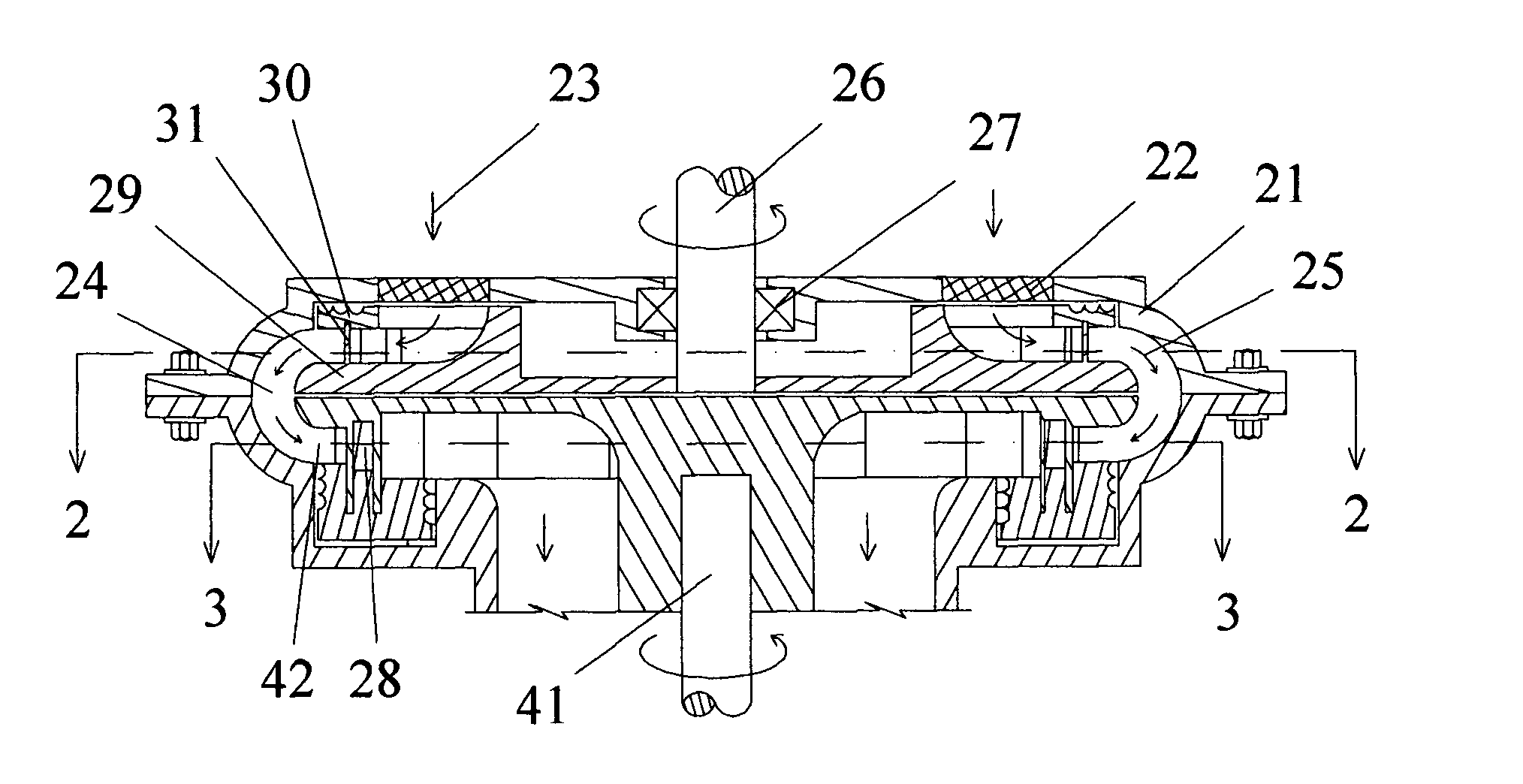 Radial out-flowing rotary ram-in compressor