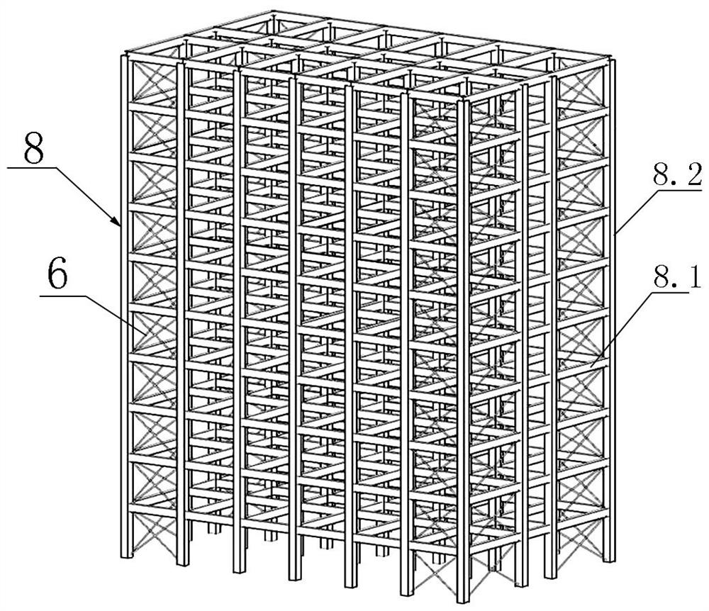 A support system for a high-rise fabricated steel structure frame and its construction method