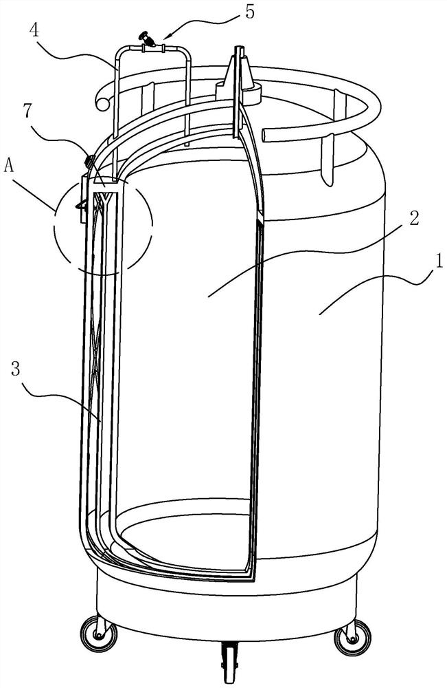 Liquid nitrogen storage tank with air pressure type safety protection function