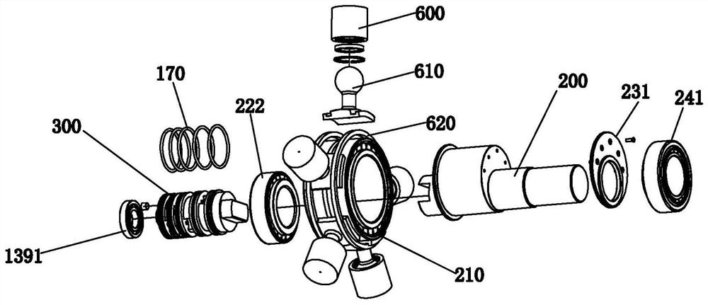 Hydraulic control one-way valve flow distribution radial plunger hydraulic device controlled by rotating shaft