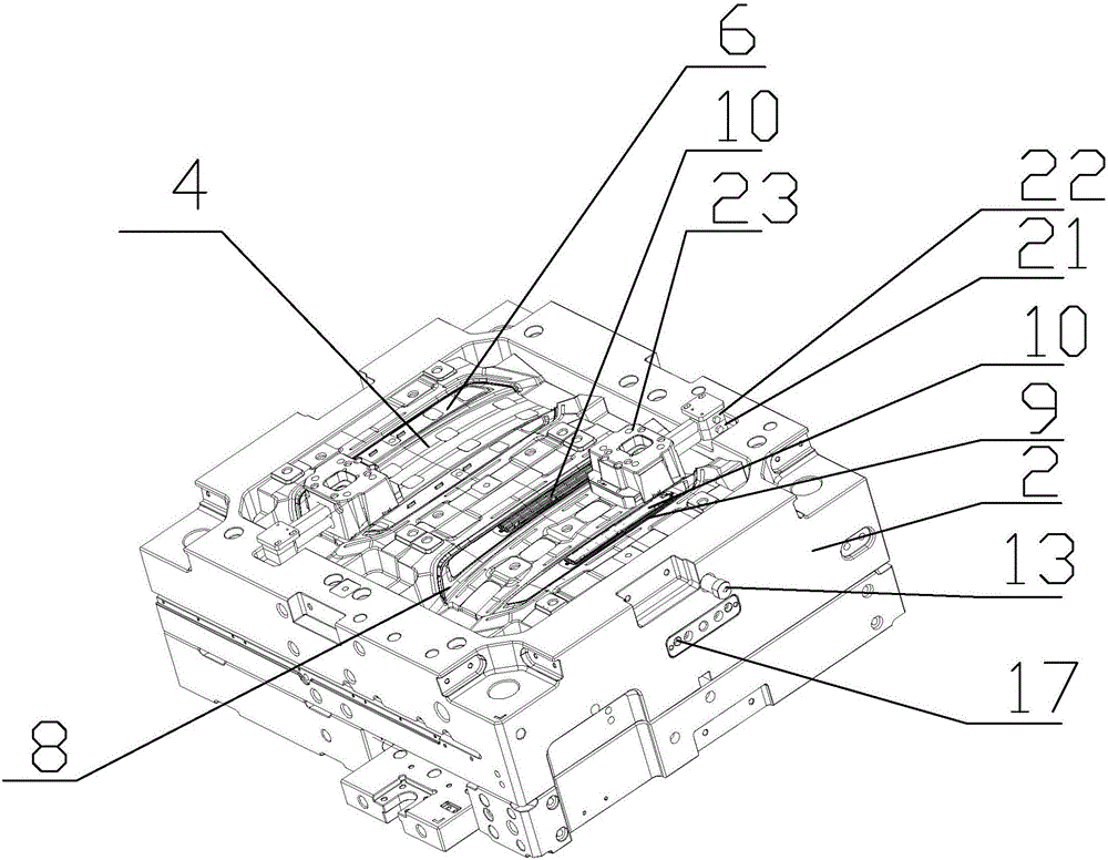 Injection mold for side frame of car boot