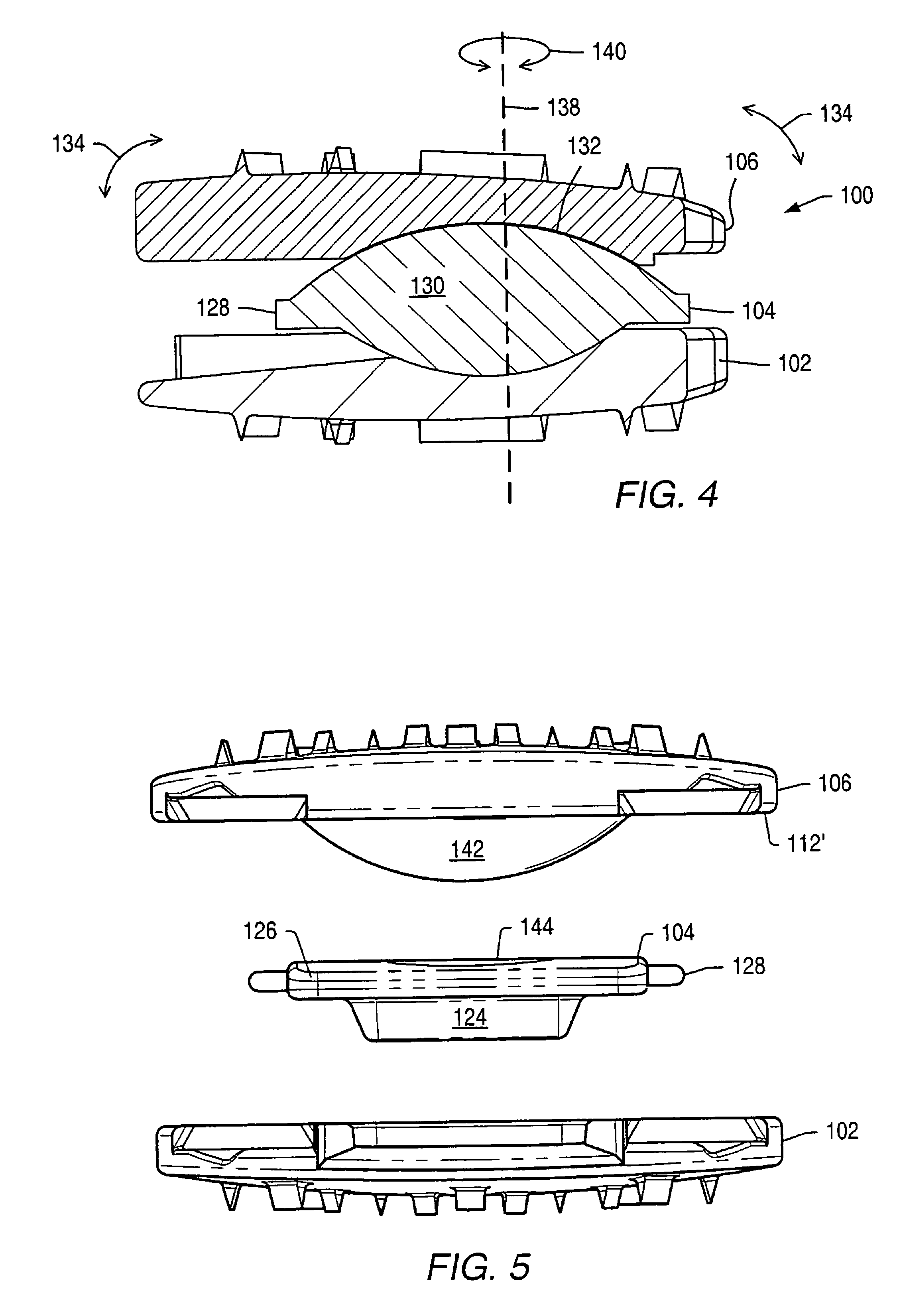 Spinal disc implant with complimentary members between vertebral engaging plates