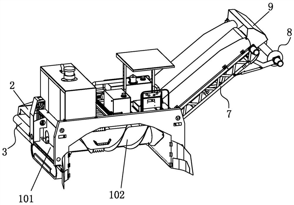 A material lateral displacement device for a turning and throwing machine