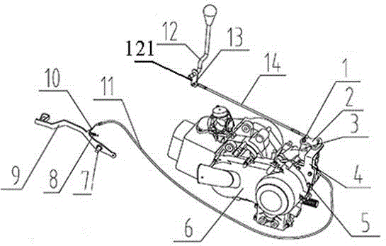 Engine gearbox external gear shifting locking device