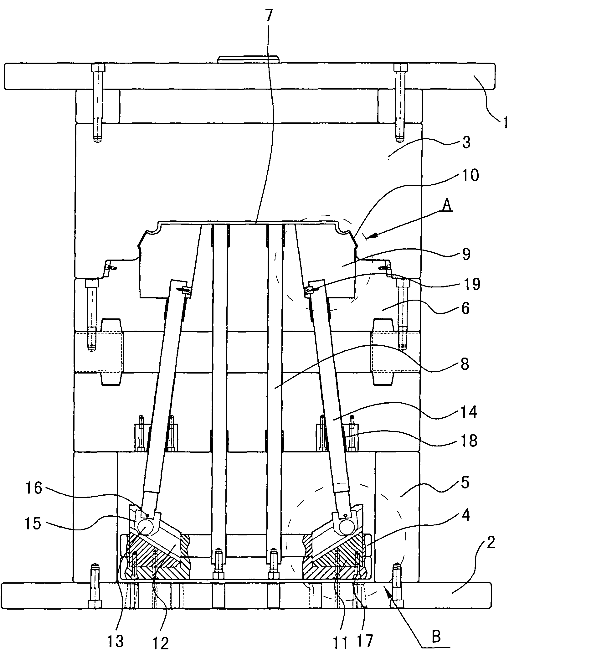 Internal core-pulling mechanism for inclined hole of injection-molded plastic piece