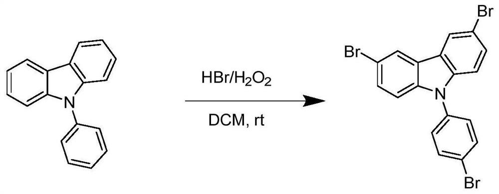 Method for synthesizing 3, 6-dibromo-9-bromophenyl-9H-carbazole