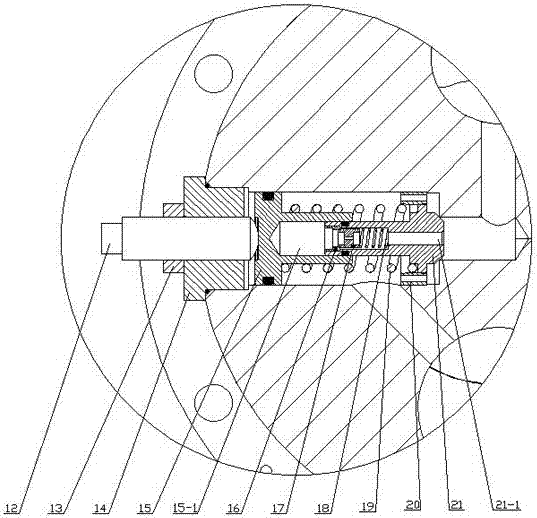 A water hydraulic axial piston pump with a pressure limiting overflow device