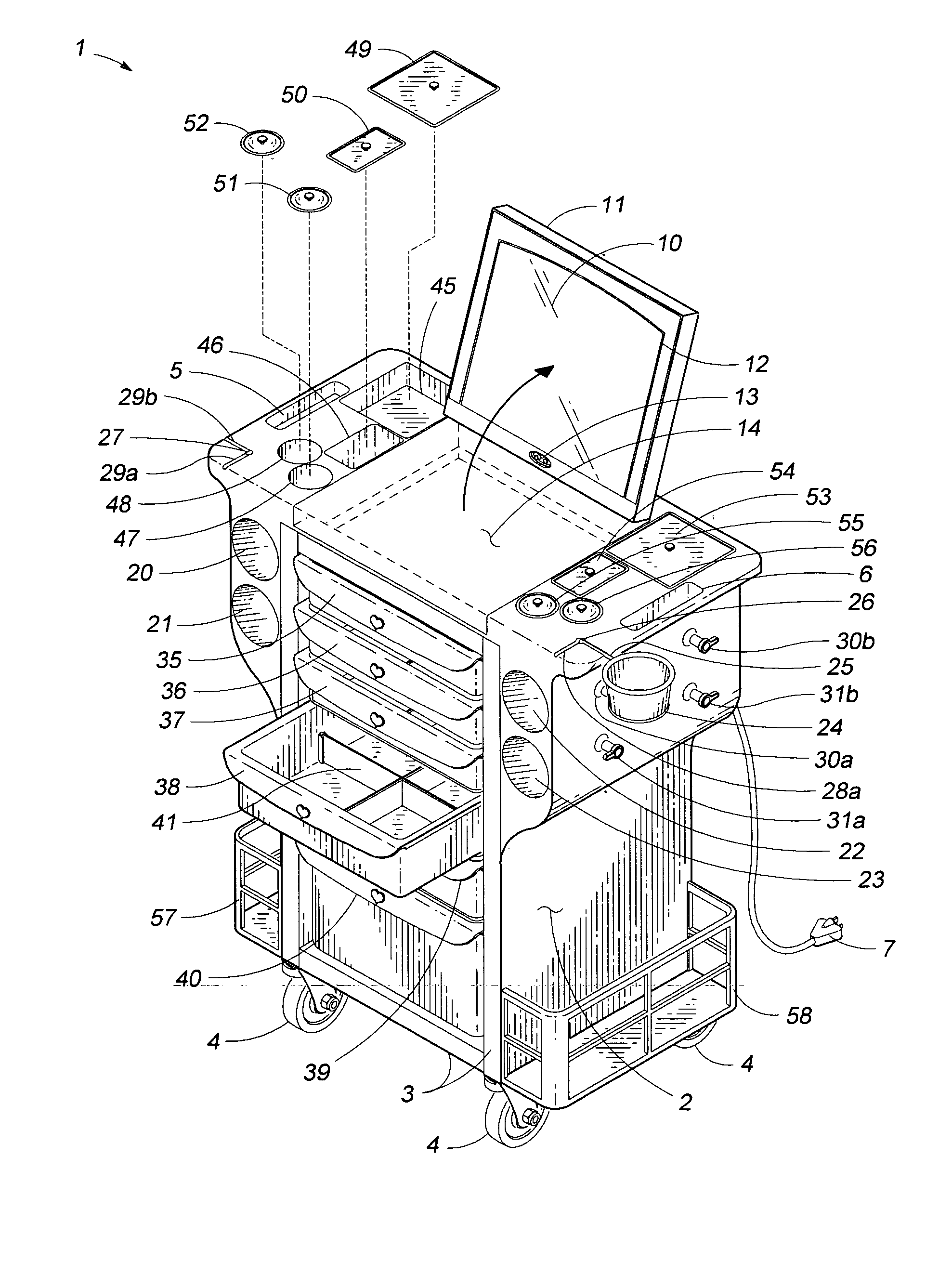 Vanity cart with mirror