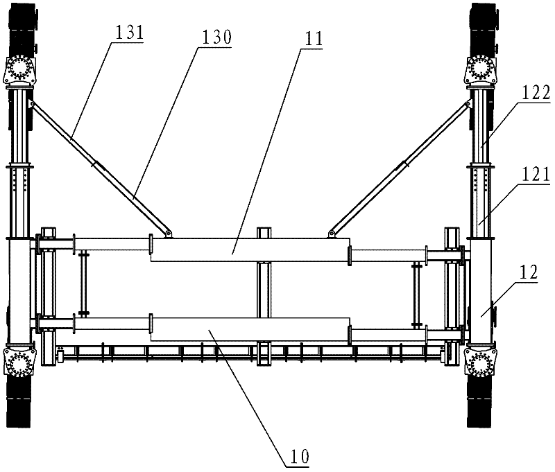 Double telescopic frame and paver