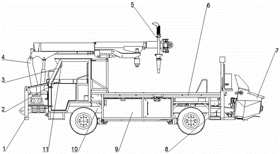 Concrete wet-spraying self-walking shotcrete support robot