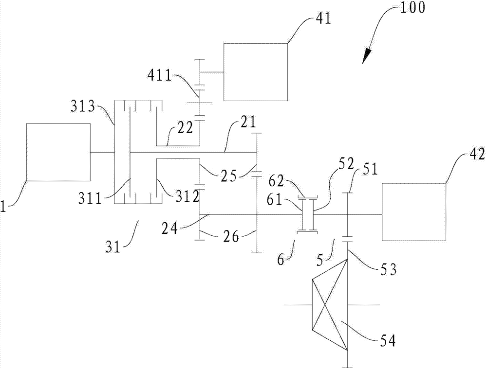 Vehicle power transmission system and vehicle comprising same