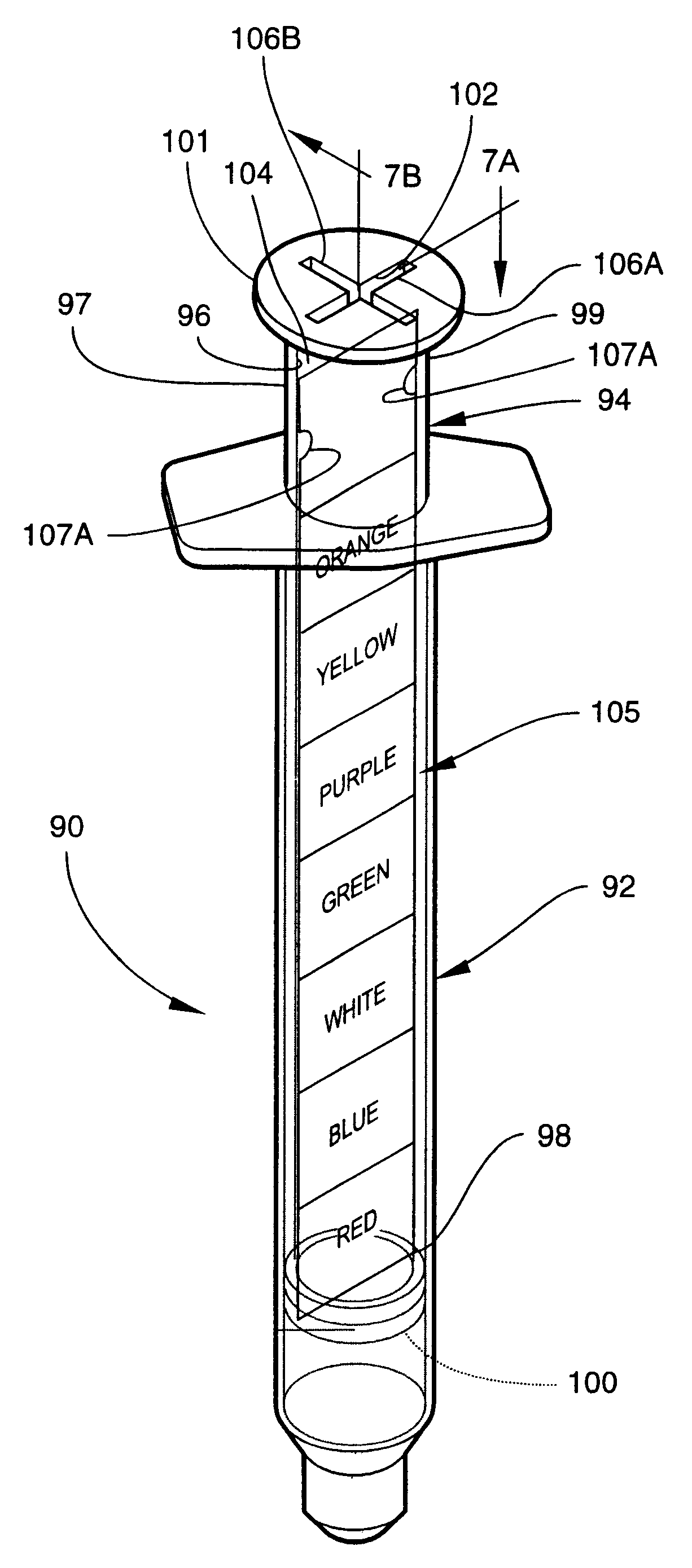 Color-coded medical dosing container