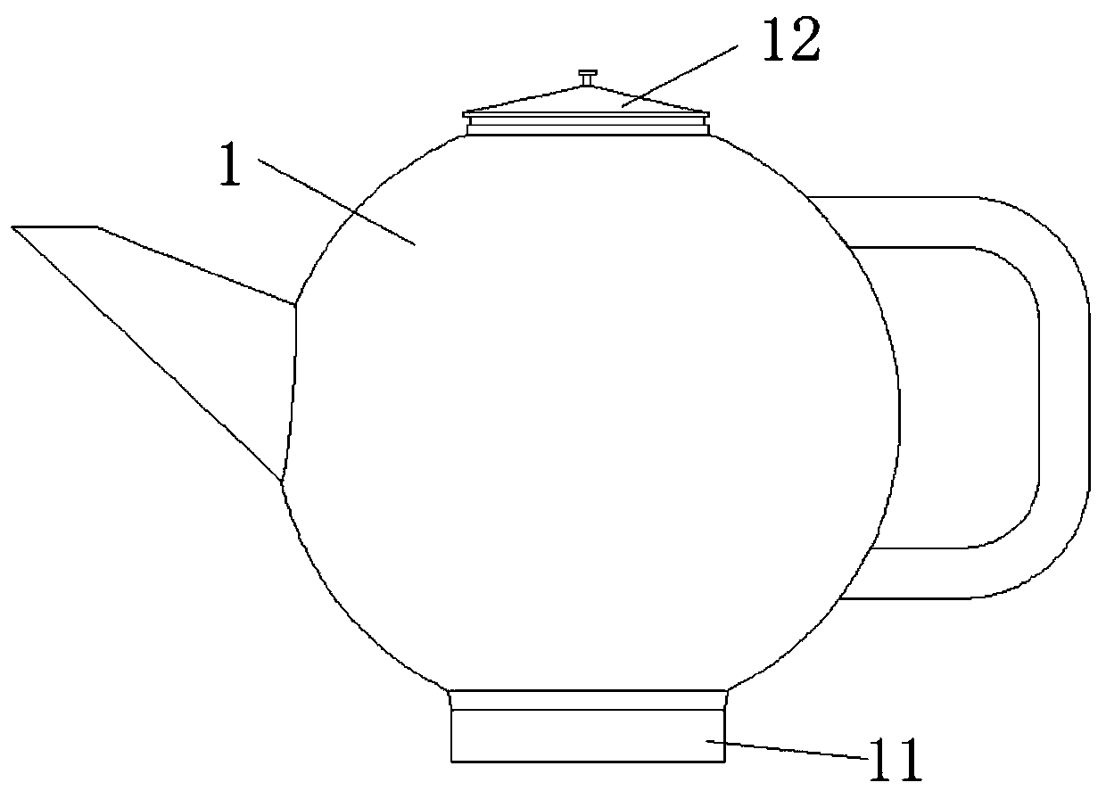 Temperature lowering device of heating tea kettle and temperature system of heating tea kettle