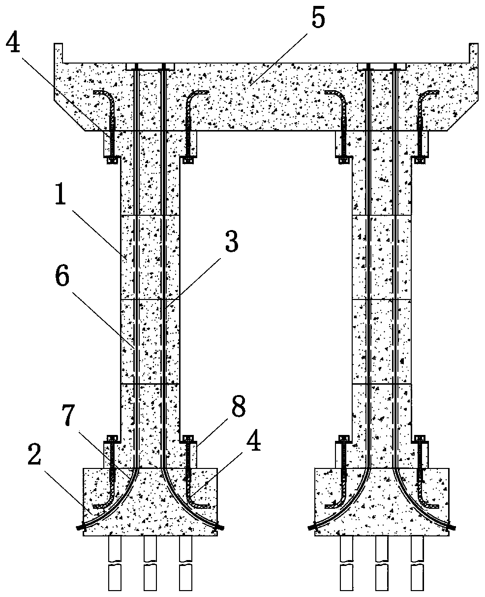 Self-resetting prefabricated assembled pier and construction method thereof