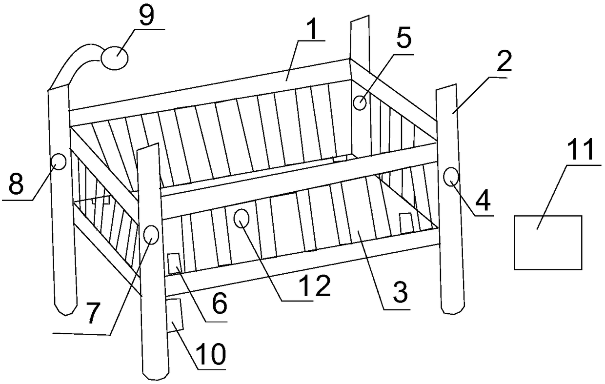 Intelligent health monitoring crib and using method thereof