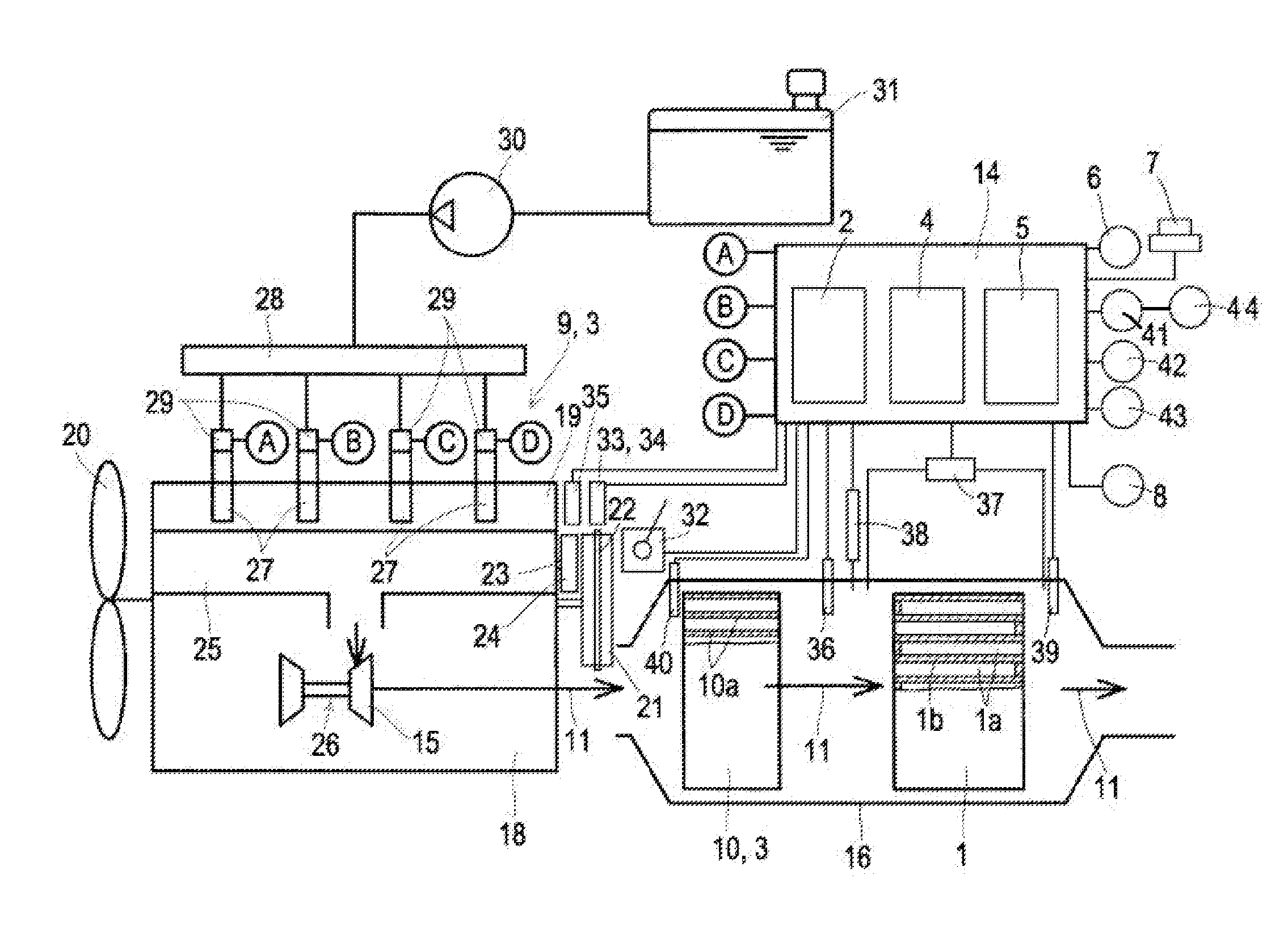 Exhaust gas processing device for diesel engine