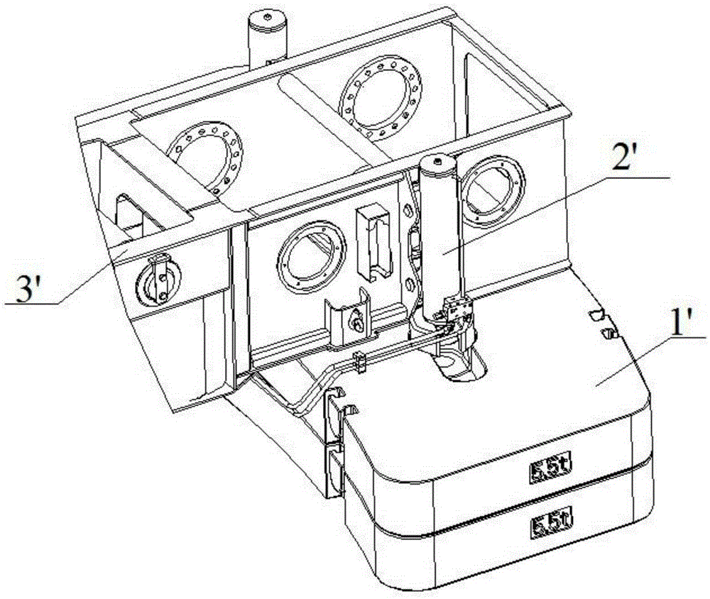 Balancing weight hitching device and crane