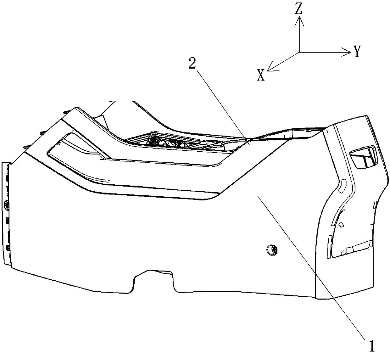 An installation limit structure for an auxiliary instrument panel body and a rear end cover