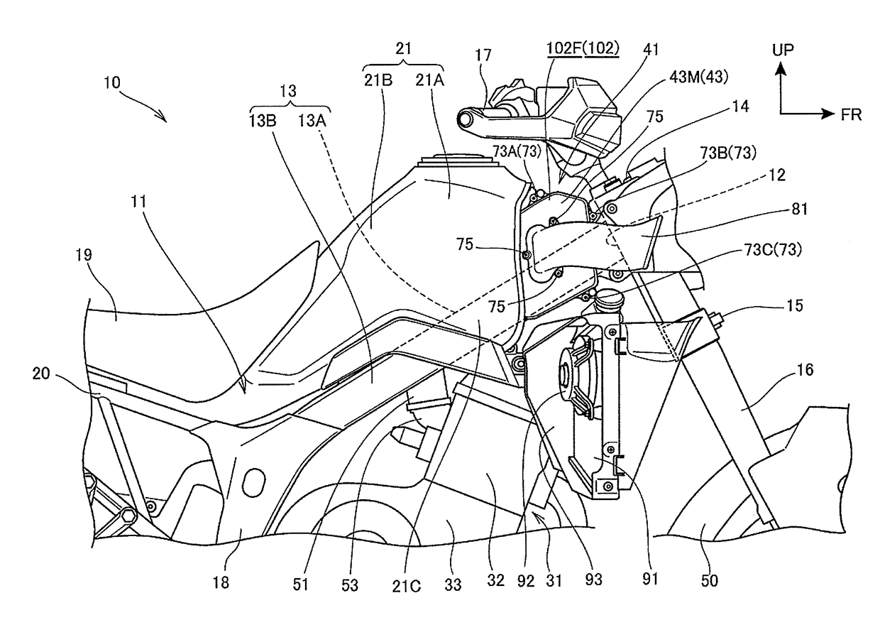 Air intake structure of straddle type vehicle