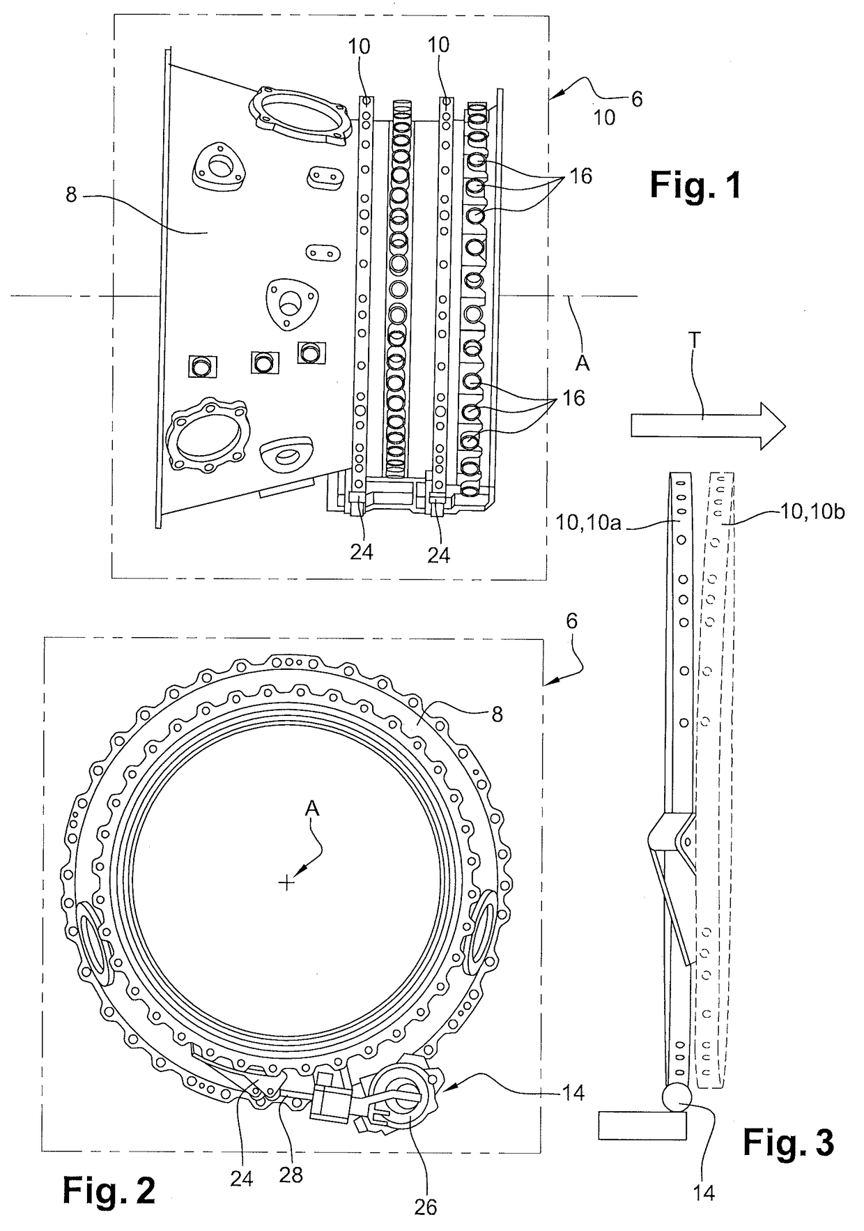 Assembly for controlling variable pitch vanes in a turbine engine