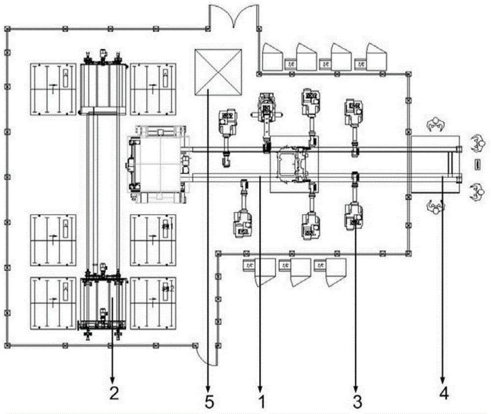 Automobile engine compartment welding production line